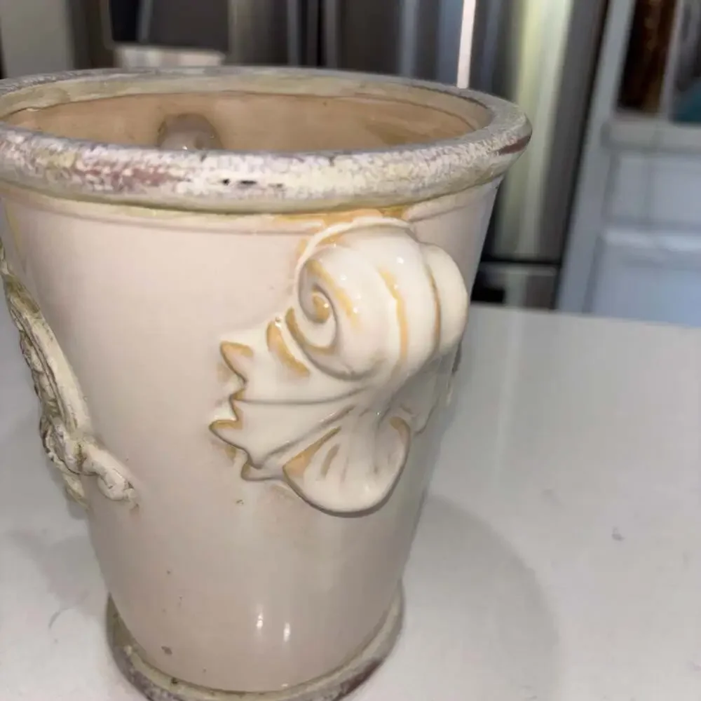 Vintage Italian Style Ceramic Planter Shabby Chic Tuscan Urn Vase with Handles